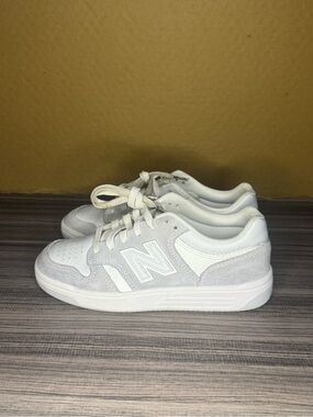 New Balance Kids' White and Light Gray Low-Top Sneakers